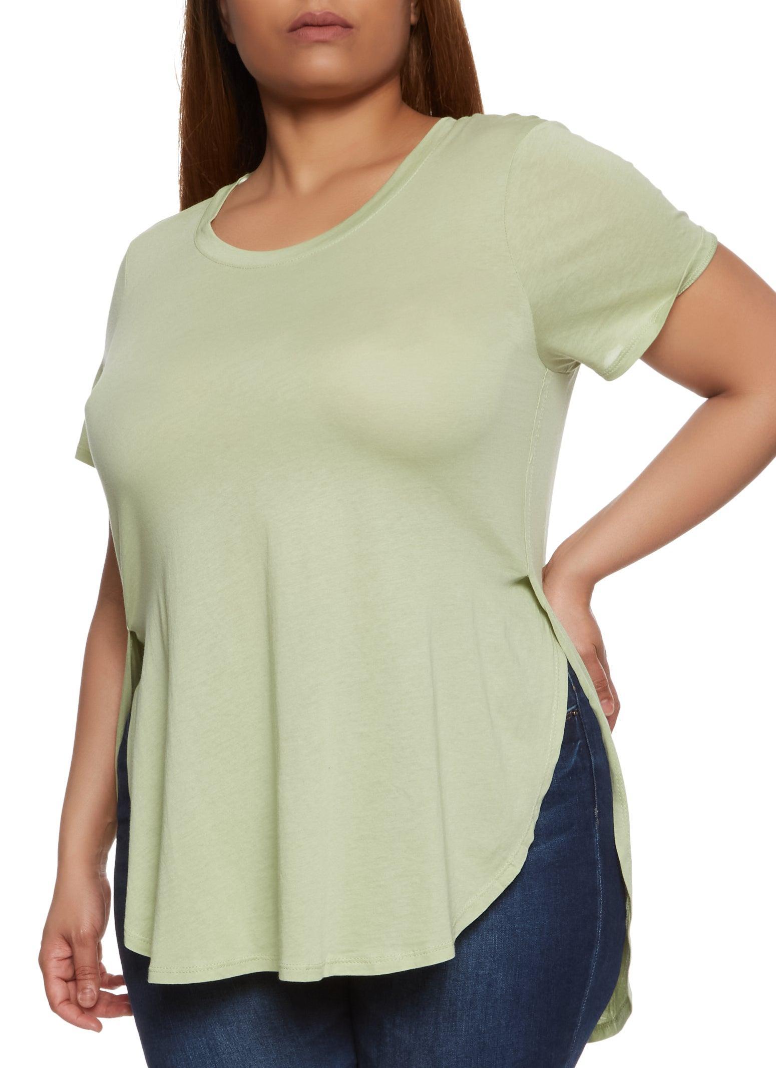 Womens Plus Size Basic Split Hem Tee Product Image