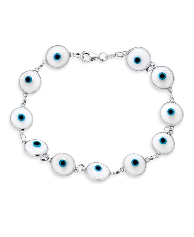 Bling Jewelry Protection Good Luck Amulet Turkish Glass Bead Evil Eye Bracelet For Women Sterling Silver White 7.5 Inch Product Image