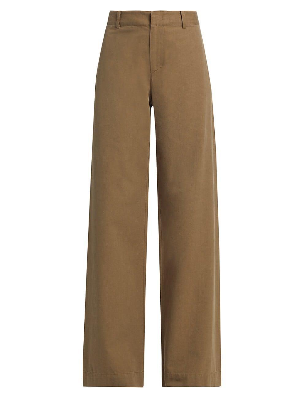 Womens Twill Wide-Leg Pants Product Image