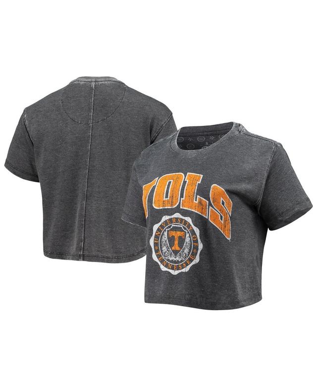 Womens Pressbox Black Tennessee Volunteers Edith Vintage-Like Burnout Crop T-shirt Product Image