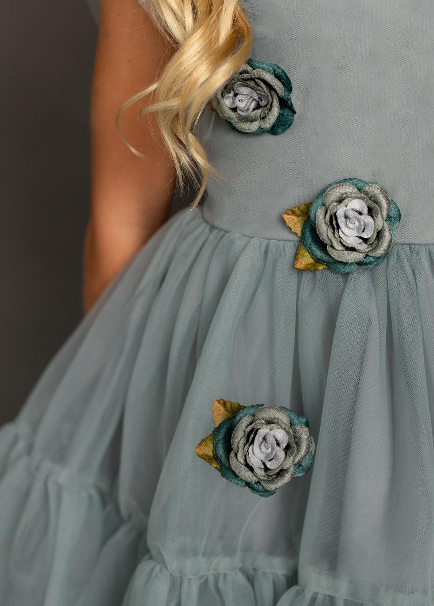 Elain Dress in Dusty Teal Product Image