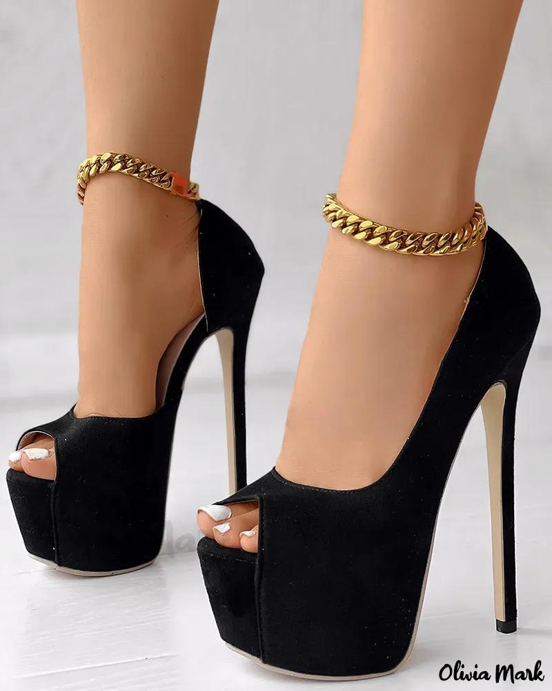 Olivia Mark – Stylish Peep Toe Platform Stiletto Heel Pumps for Elegant Footwear Product Image