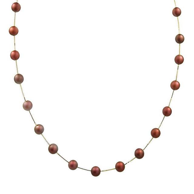 14k Gold Dyed Freshwater Cultured Pearl Station Necklace, Womens Product Image