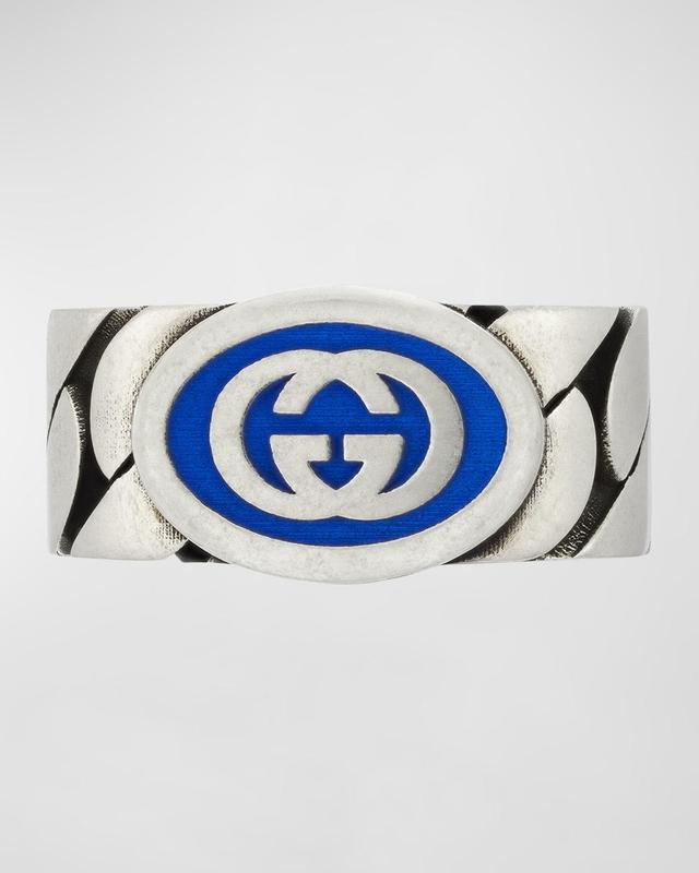 Mens Interlocking G Enamel Band Ring Product Image