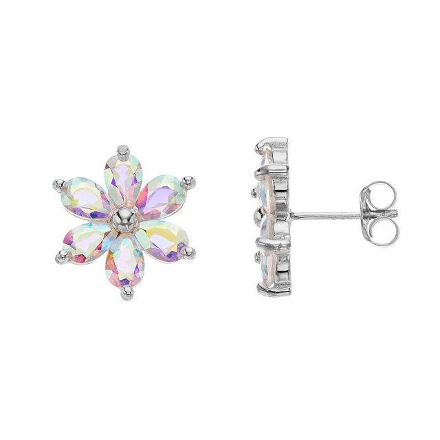 Rosabella Sterling Silver Rainbow Quartz Flower Earrings, Womens Product Image