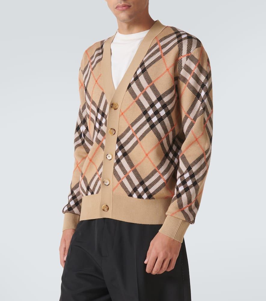 BURBERRY Check Wool-blend Cardigan In Brown Product Image