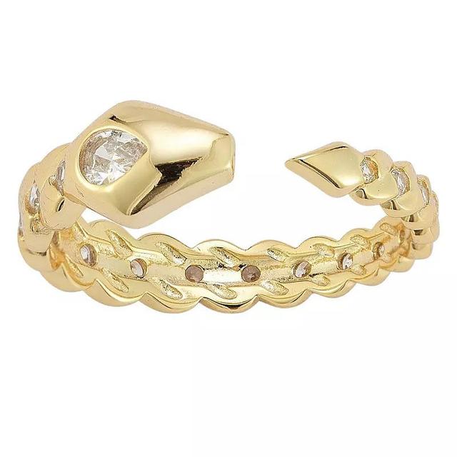 Sunkissed Sterling 14k Gold Over Silver Cubic Zirconia Snake Ring, Womens Gold Tone Product Image