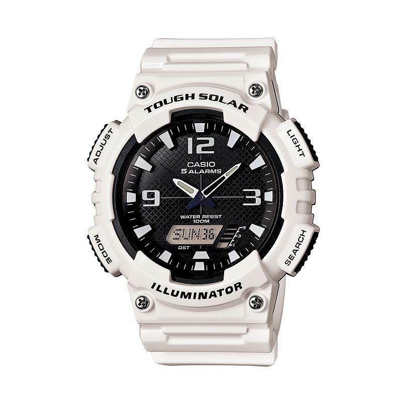 Casio Mens Tough Solar Analog & Digital Watch, White Product Image