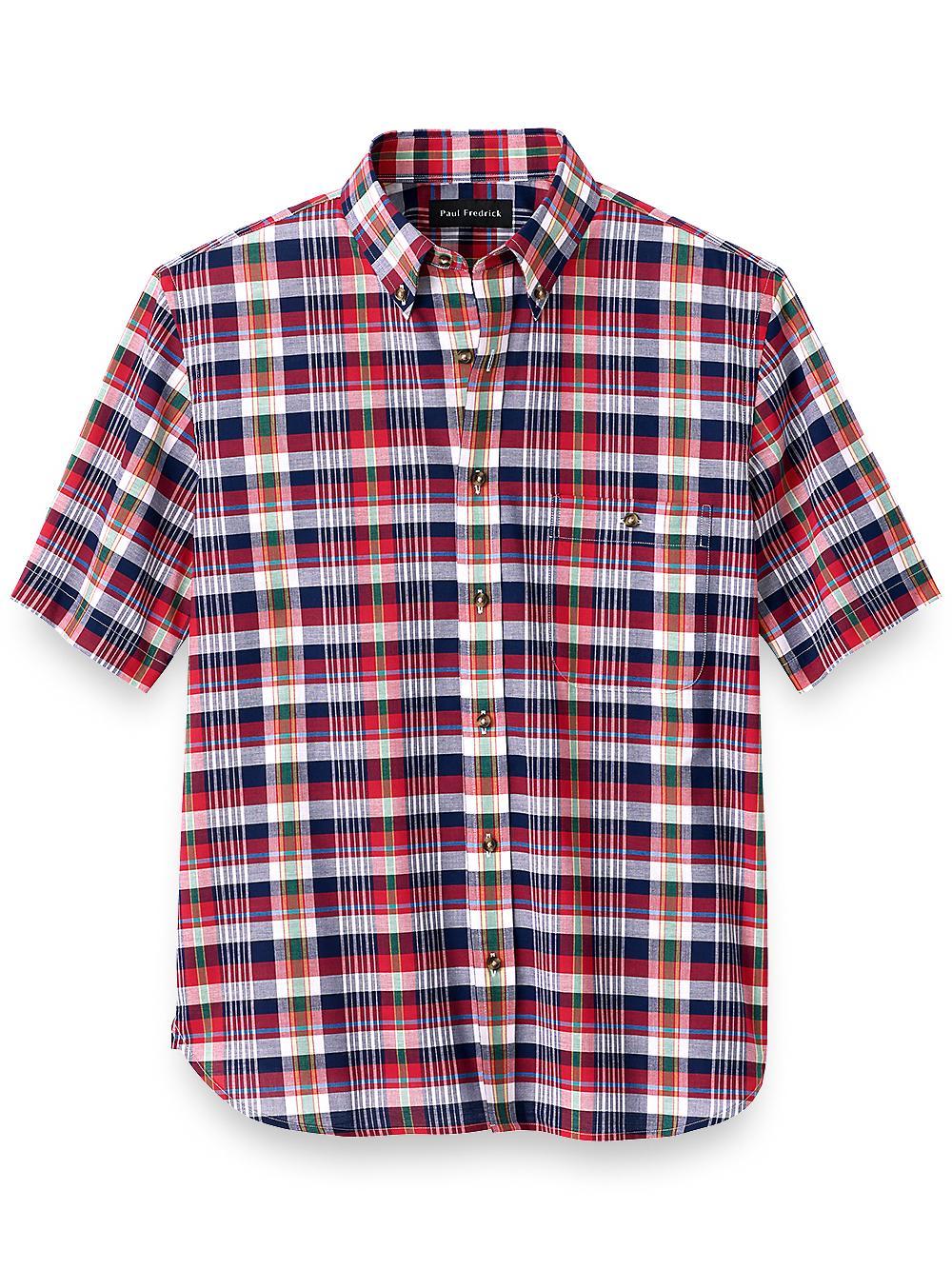 Slim Fit Cotton Madras Plaid Casual Shirt Product Image