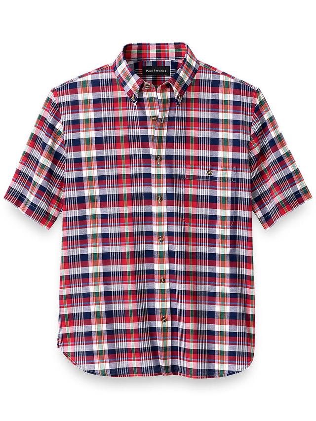 Slim Fit Cotton Madras Plaid Casual Shirt Product Image