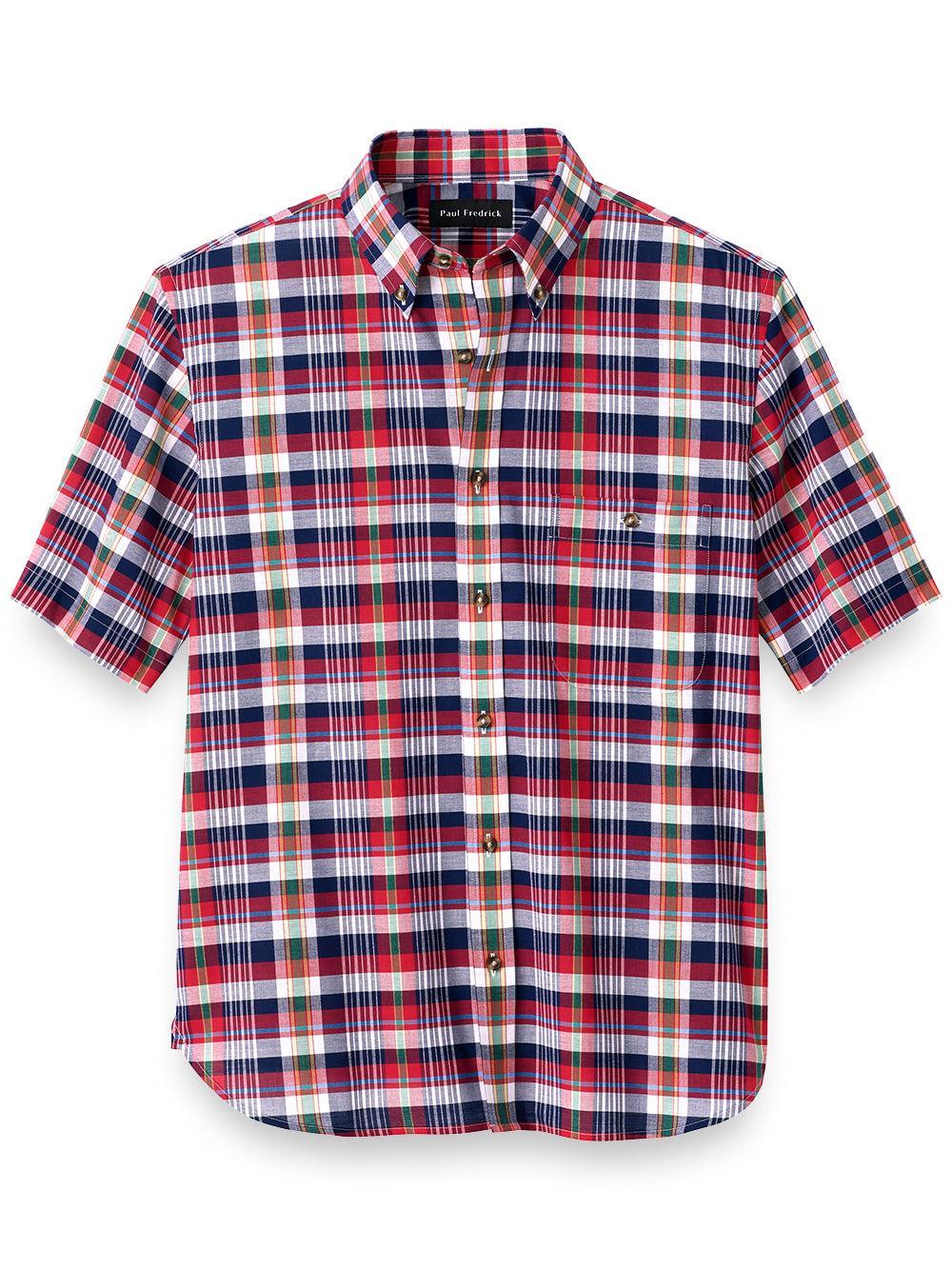 Slim Fit Cotton Madras Plaid Casual Shirt Product Image