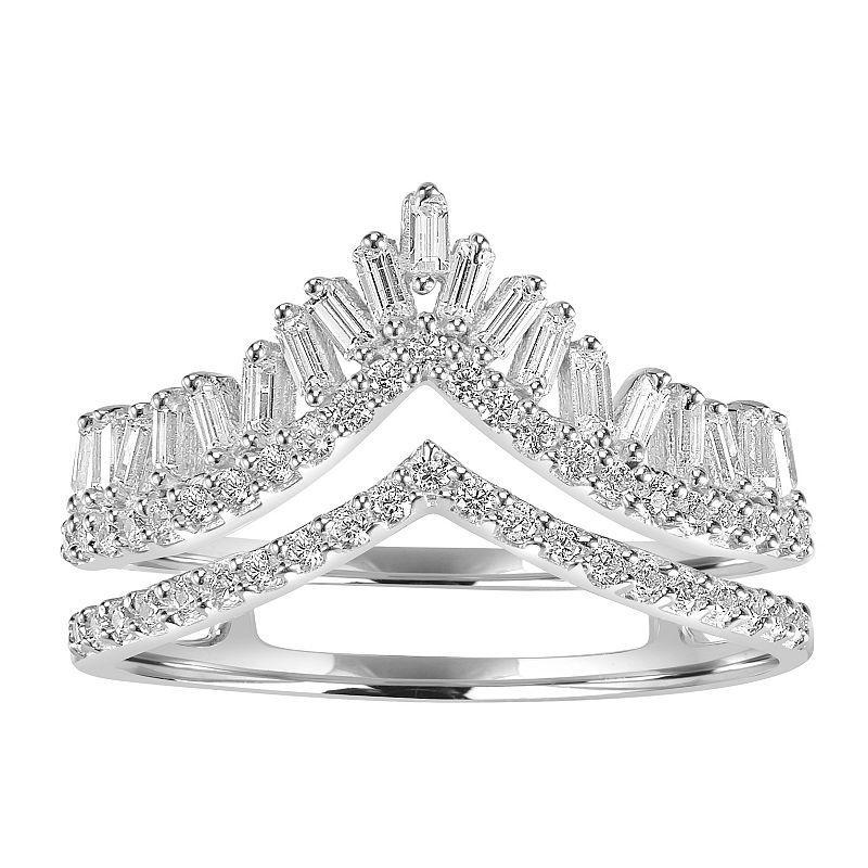 Judy Crowell Sterling Silver CZ Crown Ring, Womens Product Image