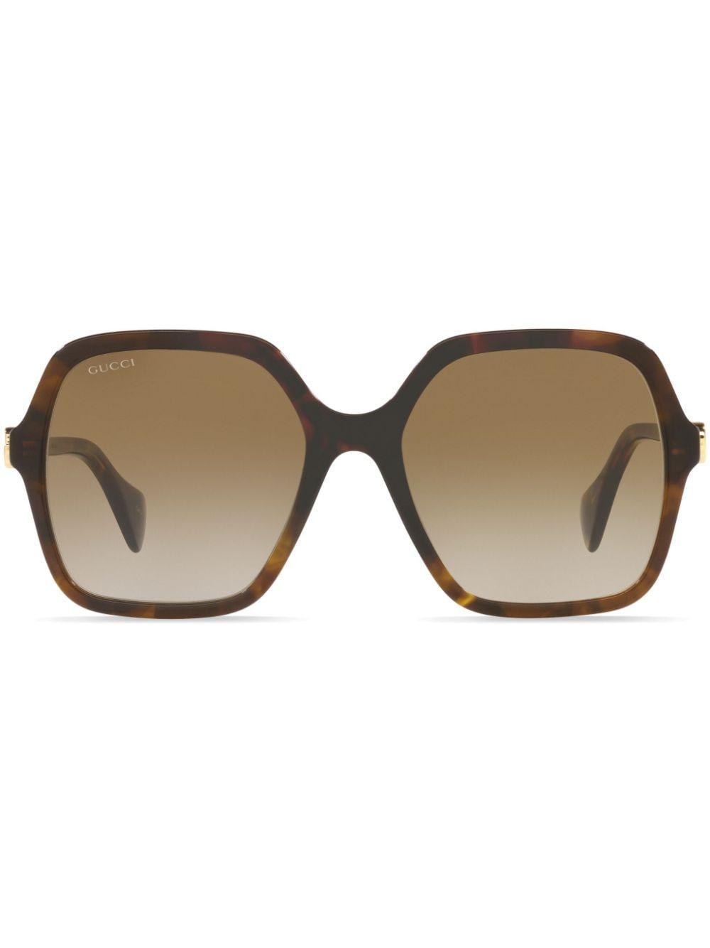 Tortoiseshell-effect Square-frame Sunglasses In 1800d1 Brown Product Image