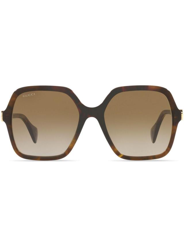 Tortoiseshell-effect Square-frame Sunglasses In 1800d1 Brown Product Image