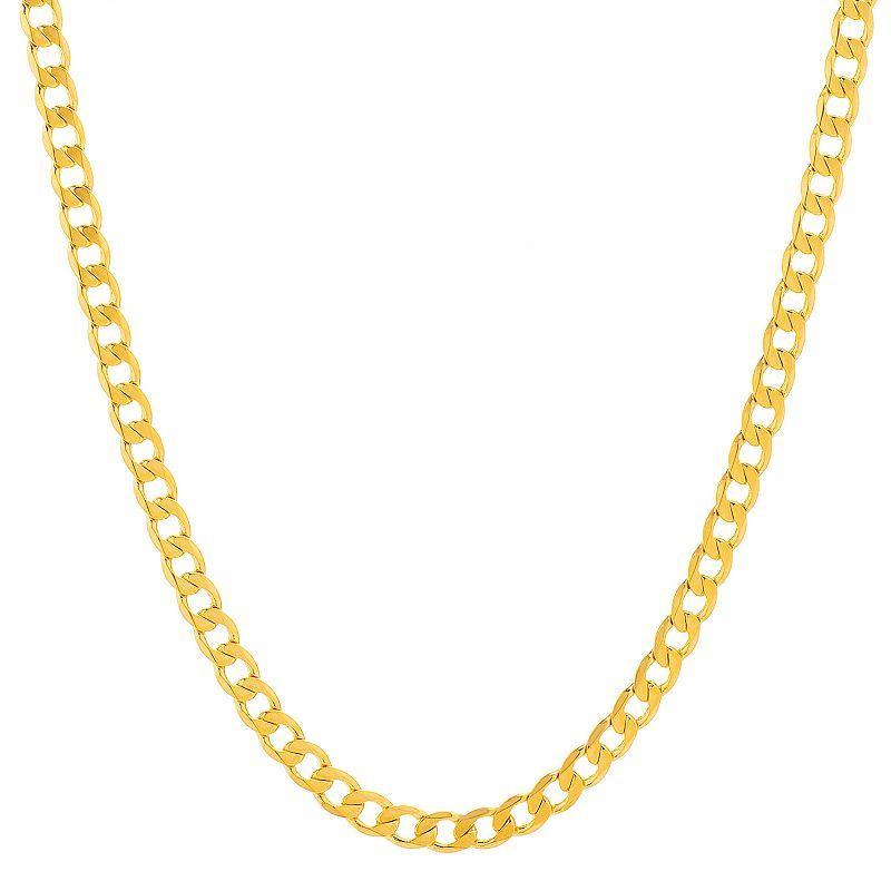 Mens 14k Gold Plated 6 mm Curb Chain Necklace Yellow Product Image