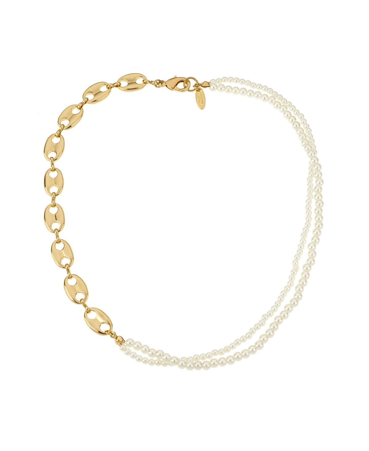 Ettika Meet Me Halfway Imitation Pearl & Mariner Link Necklace Product Image