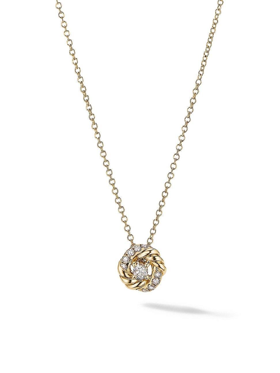 Womens Petite Infinity Pendant Necklace In 18K Yellow Gold With Diamonds Product Image