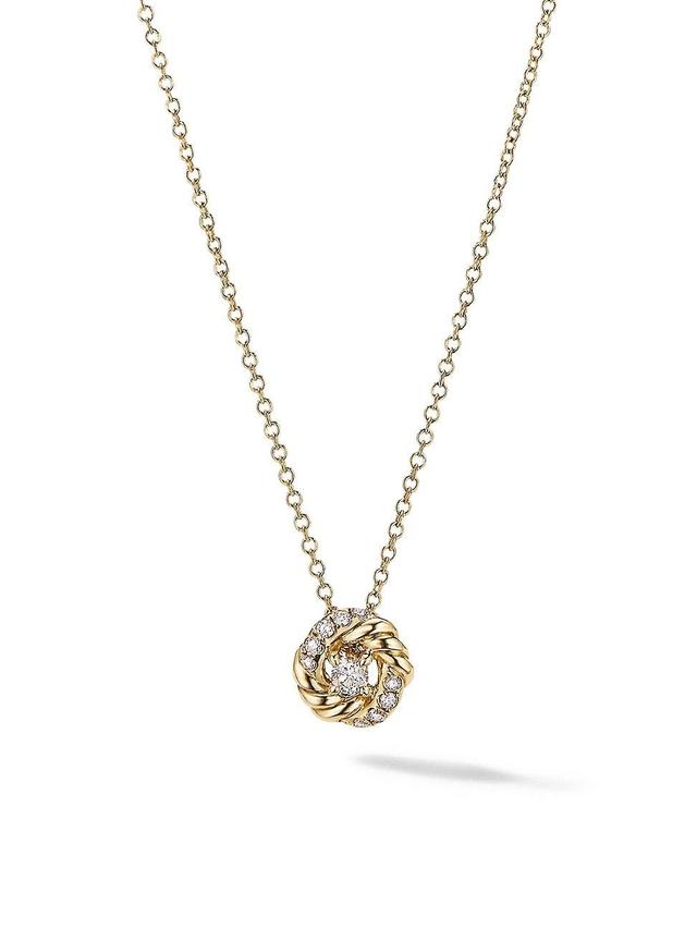 Womens Petite Infinity Pendant Necklace In 18K Yellow Gold With Diamonds Product Image