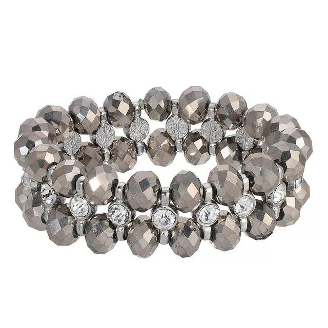 1928 Silver Tone Hematite Crystal Stretch Bracelet, Womens, Gray Product Image