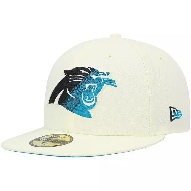 Mens New Era Cream Carolina Panthers Chrome Dim 59FIFTY Fitted Hat Product Image