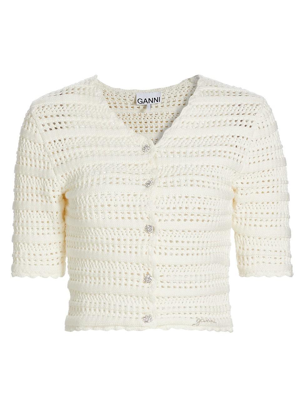 Womens Pointelle Knit Cardigan Product Image