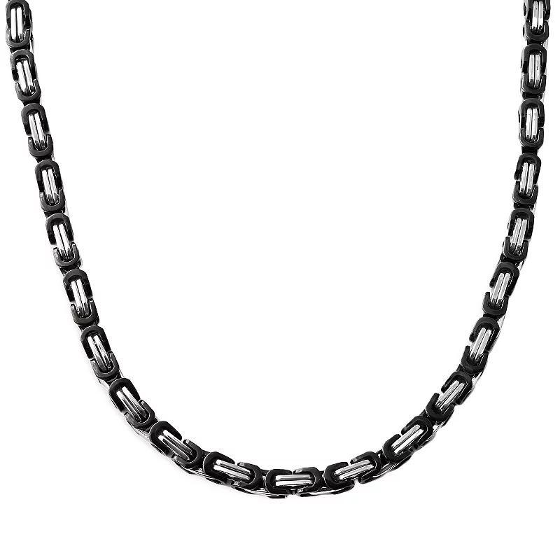 Stainless Steel & Black Immersion-Plated Stainless Steel Necklace - Men, Mens Grey Product Image