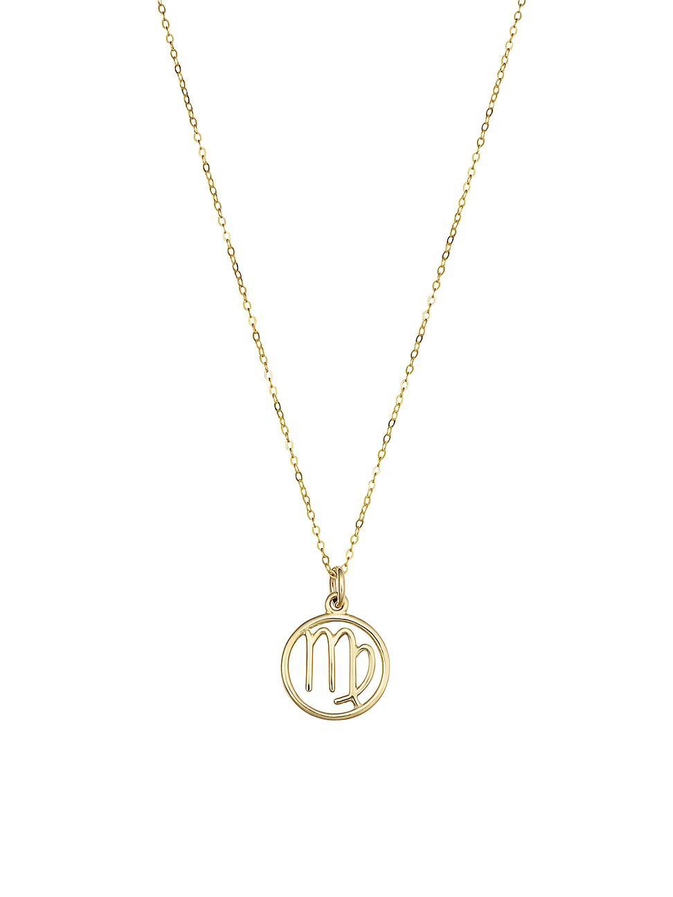 Womens 14K Yellow Solid Gold Zodiac Pendant Necklace Product Image