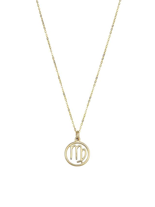 Womens 14K Yellow Solid Gold Zodiac Pendant Necklace Product Image