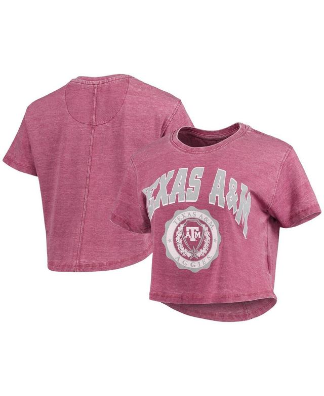 Womens Pressbox Maroon Texas A&M Aggies Edith Vintage-Like Burnout Crop T-shirt Product Image