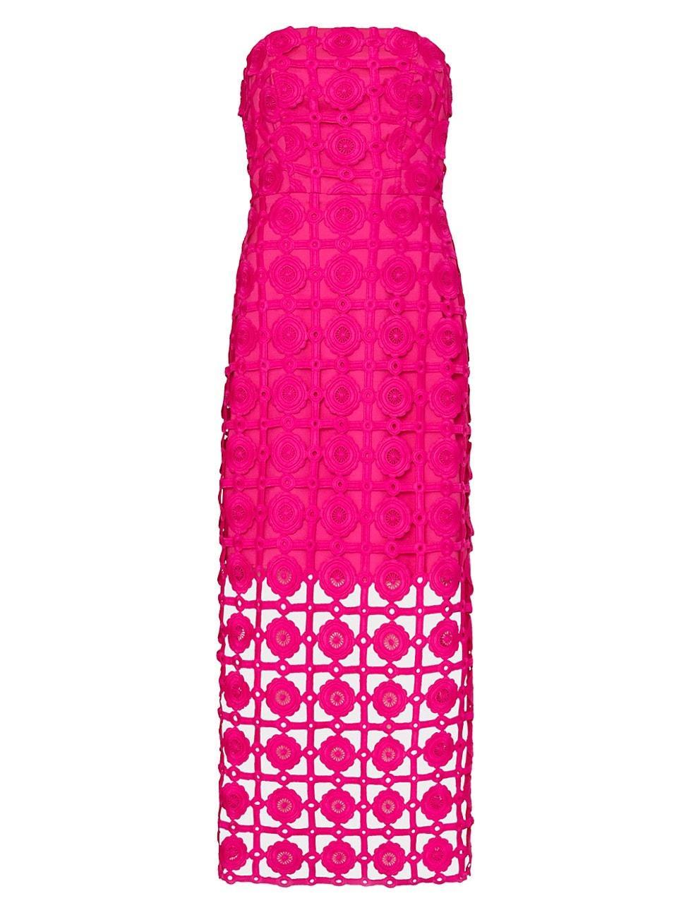 Womens Kait Strapless Tiled Lace Midi-Dress Product Image