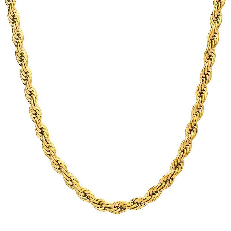 Mens Plated French Rope Chain Necklace Gold Product Image