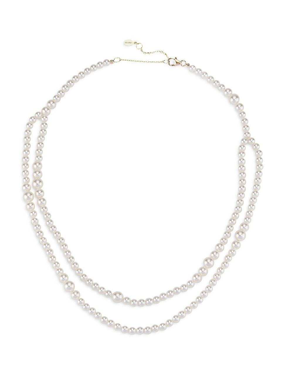 Womens Charlotte 14K-Yellow-Gold Vermeil & Freshwater Pearl Double Strand Necklace Product Image