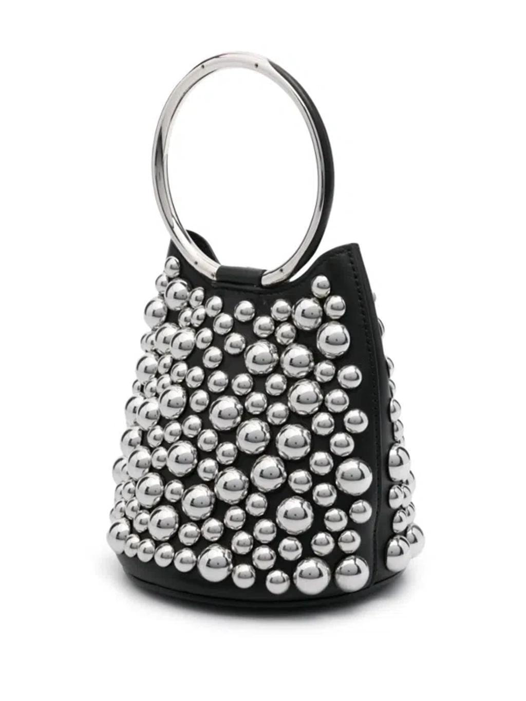 Mini Bubble Ring Bucket Bag In Leather In Black Product Image