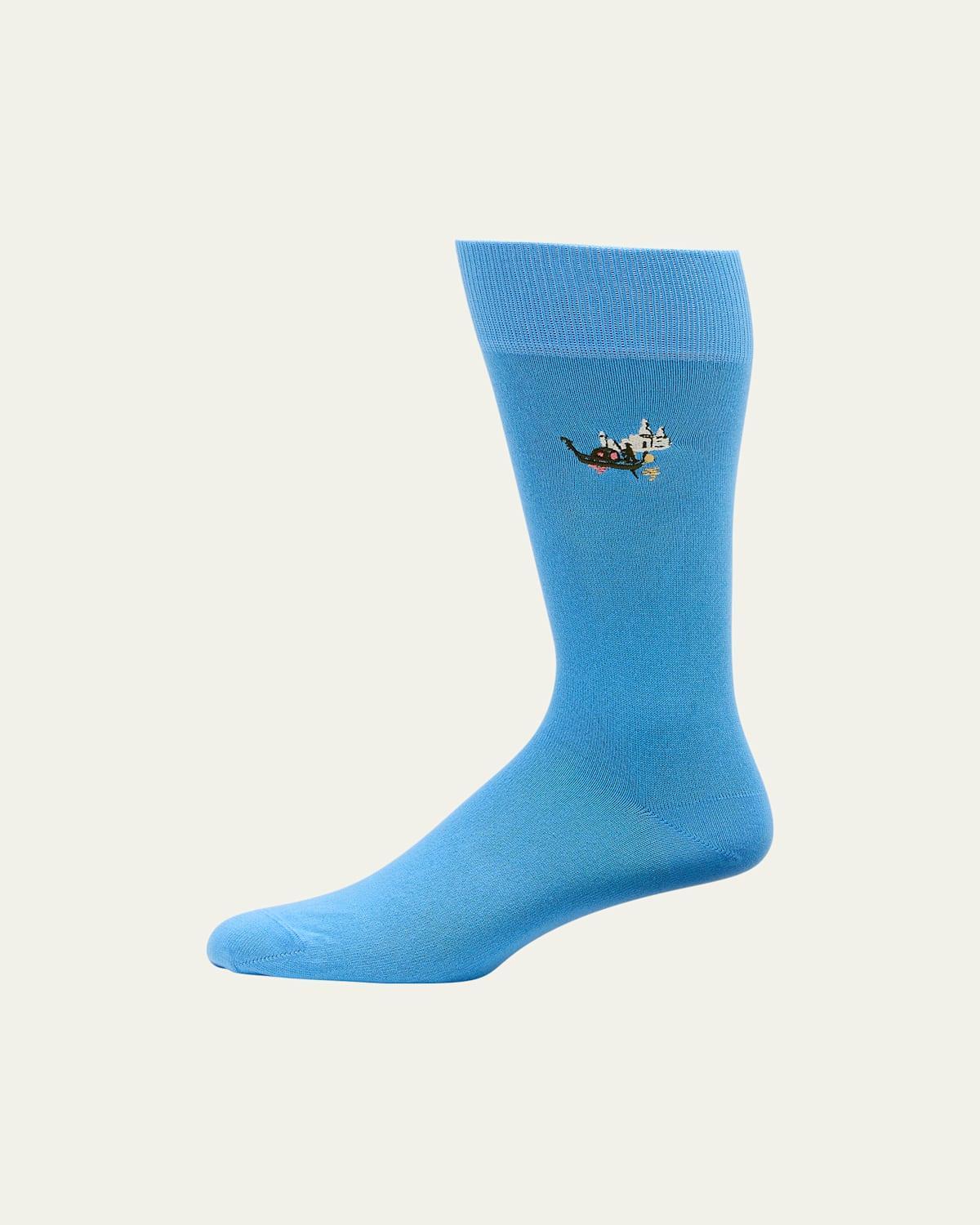 Mens Embroidered Gondola Crew Socks Product Image