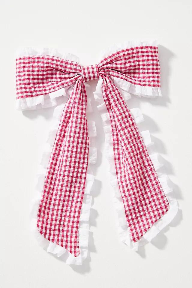 Gingham Ruffle Hair Bow Clip Product Image