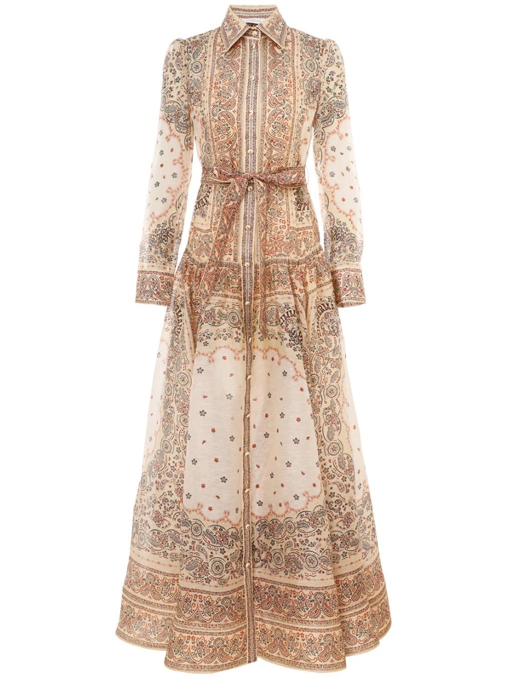 ZIMMERMANN Womens Cream Bandana Matchmaker Print-embellished Linen And Silk-blend Maxi Dress Product Image