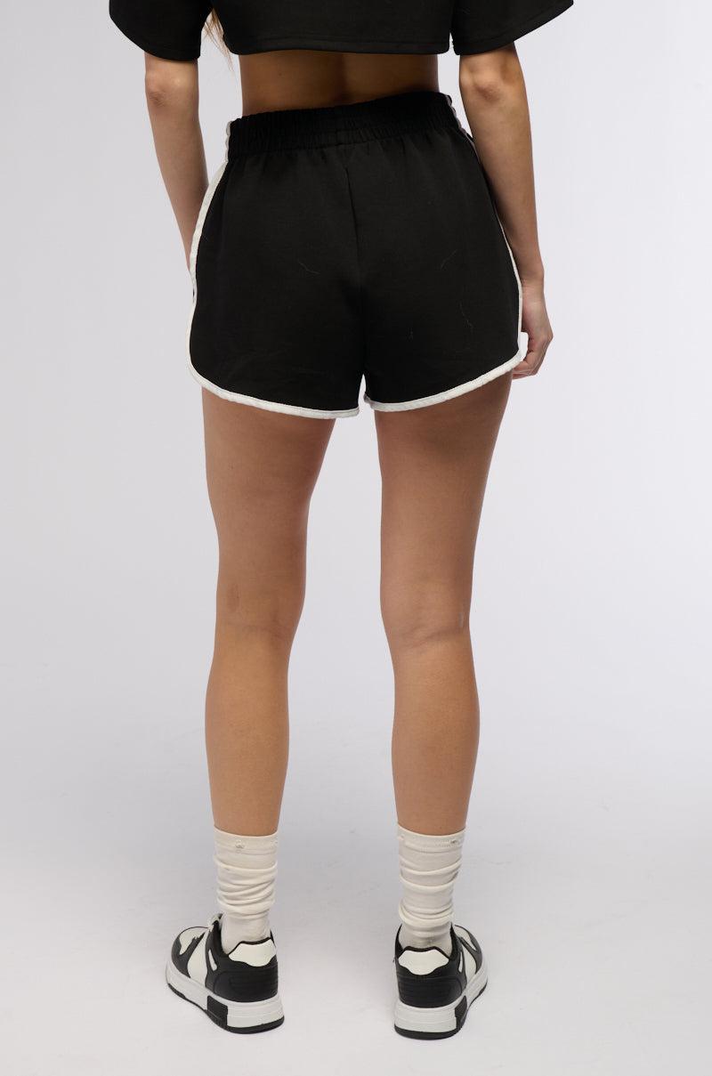 ON POINT STRIPED MINI SHORTS IN BLACK Product Image