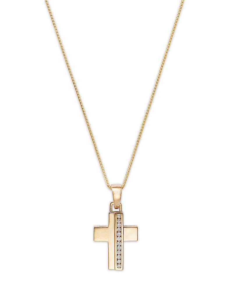 Bloomingdales Fine Collection Mens Diamond Cross Pendant Necklace in 14K Gold, 0.30 ct. t. w. Product Image