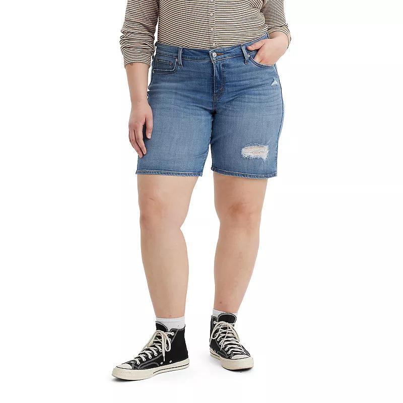 Plus Size Levis Mid-Length Jean Shorts, Womens Med Blue Product Image