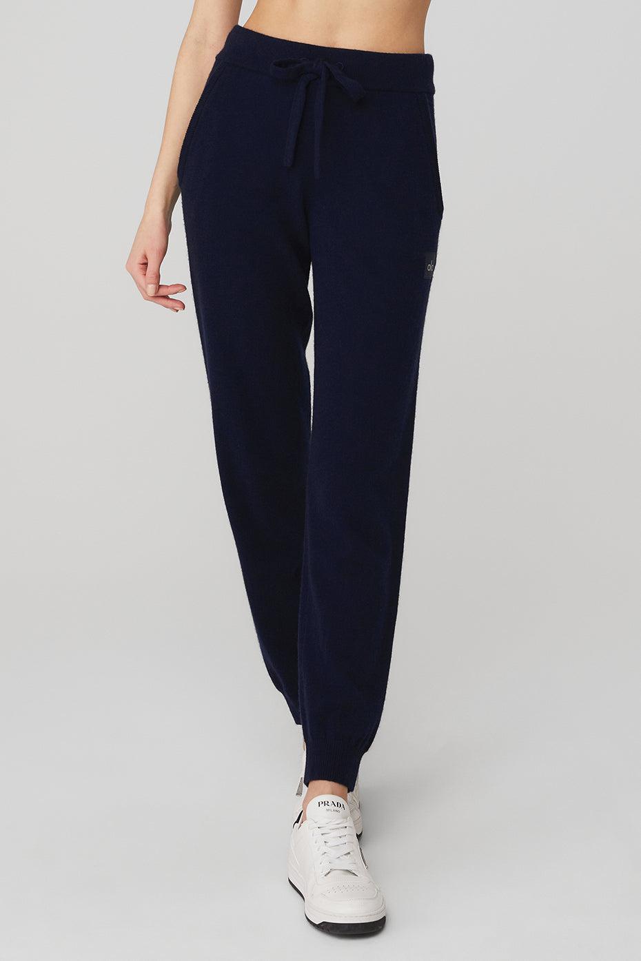 High-Waist Cashmere Jet Set Pant - Navy Product Image