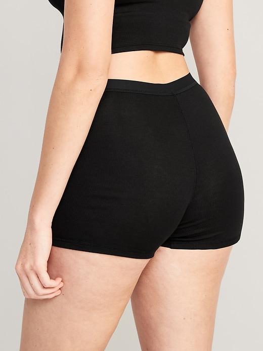 High-Waisted Ribbed Boyshort Briefs -- 3-inch inseam Product Image