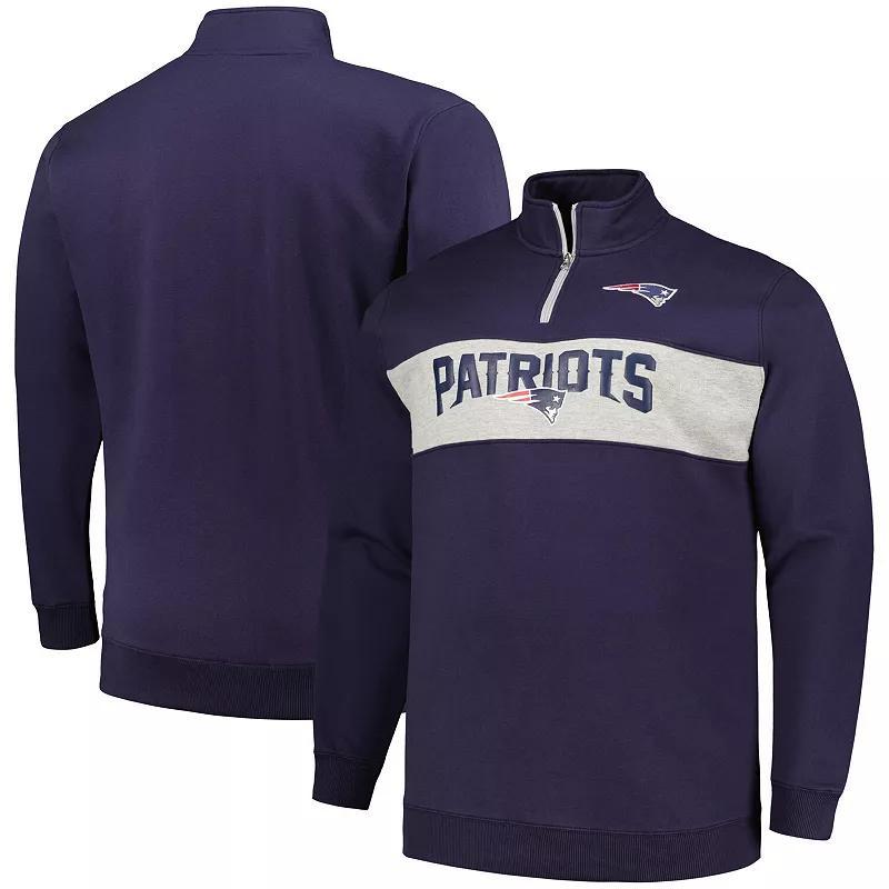 Mens Profile New England Patriots Big & Tall Fleece Quarter-Zip Jacket Blue Product Image