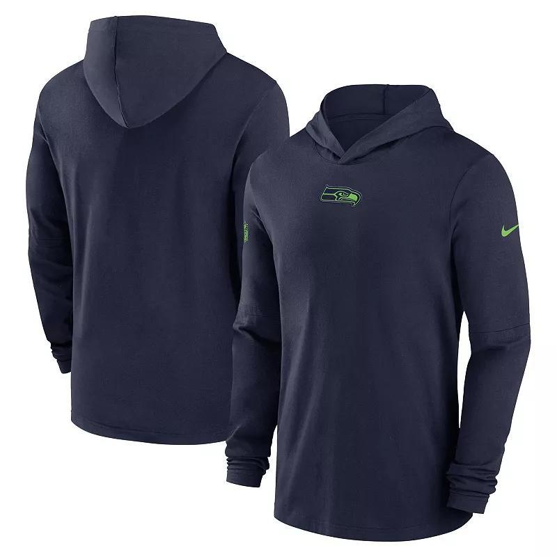 Mens Nike College Seattle Seahawks Sideline Performance Long Sleeve Hoodie T-Shirt Blue Product Image