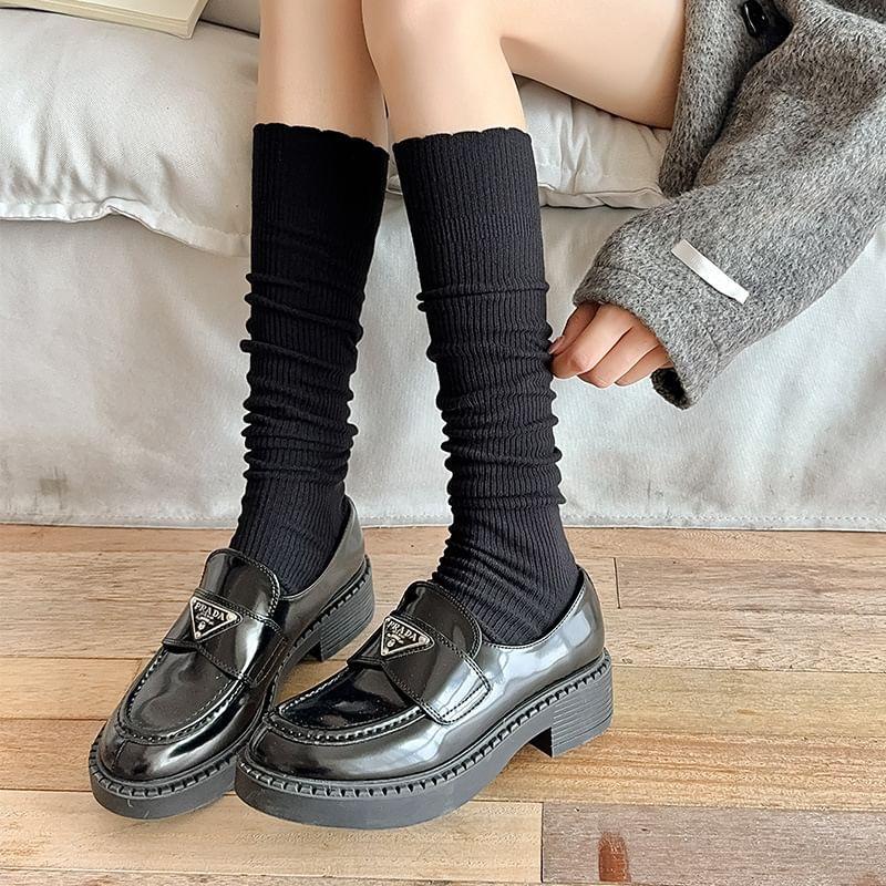 Plain Ribbed Knee High Socks Product Image