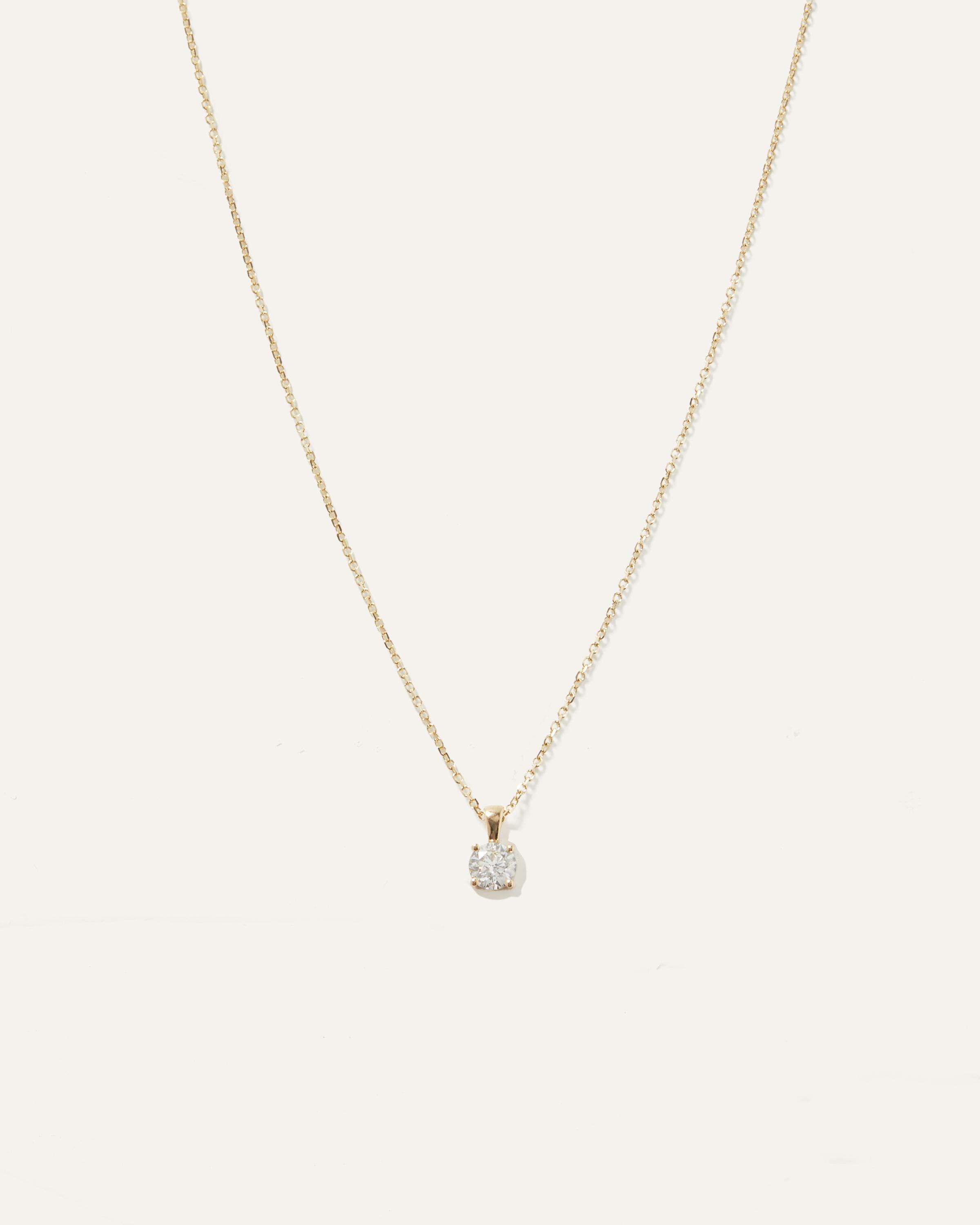 14k Gold Natural Diamond Solitaire Necklace Product Image