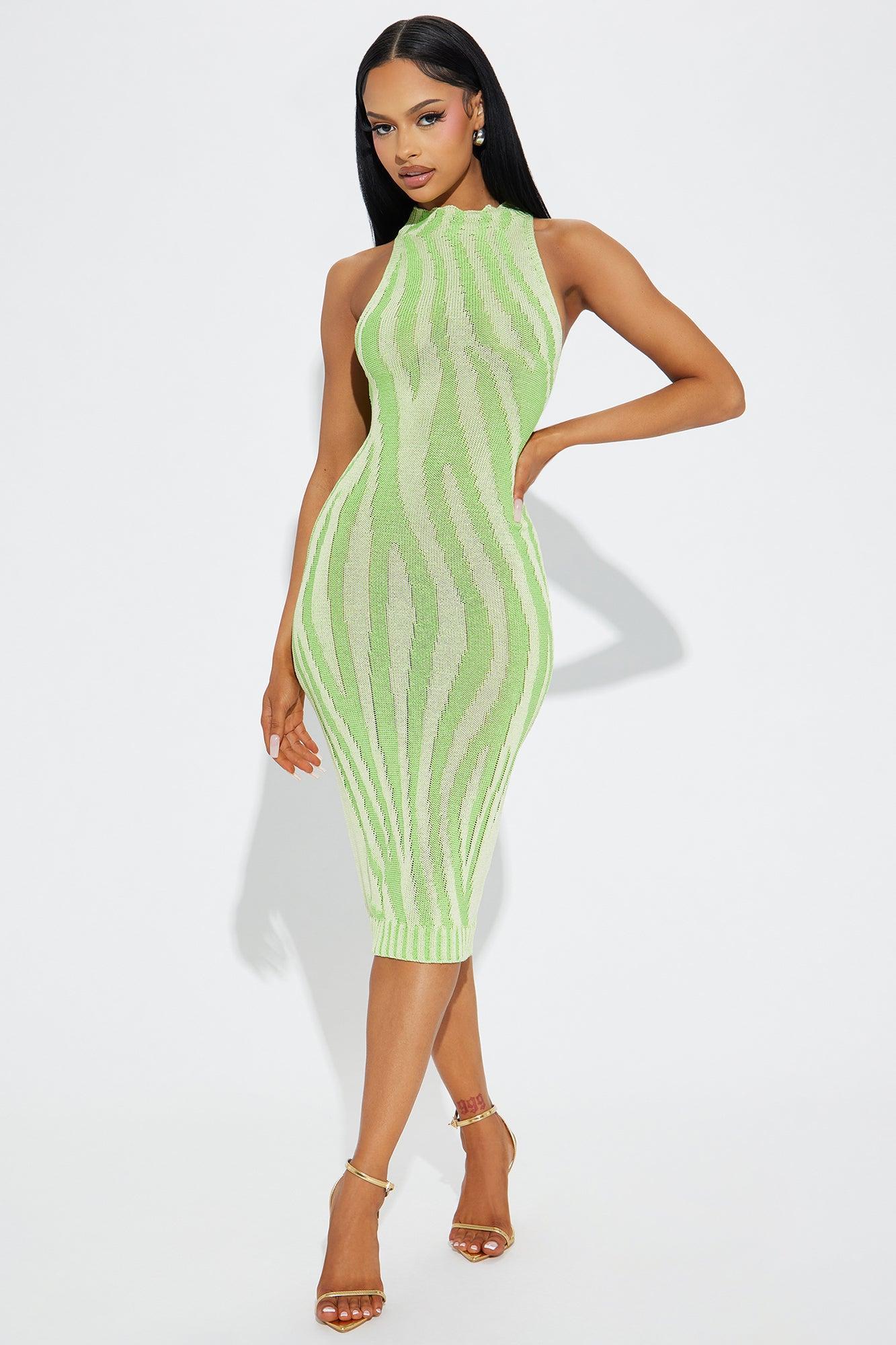 Zoya Knit Midi Dress - Lime Product Image