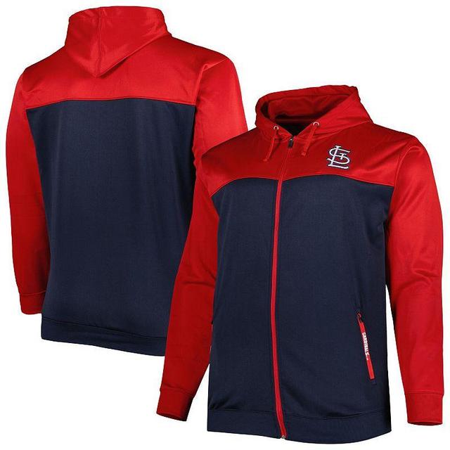 Mens /Navy St. Louis Cardinals Big & Tall Yoke Full-Zip Hoodie Product Image