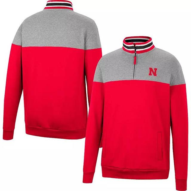 Mens Colosseum Heathered Gray/Scarlet Nebraska Huskers Be the Ball Quarter-Zip Top Product Image