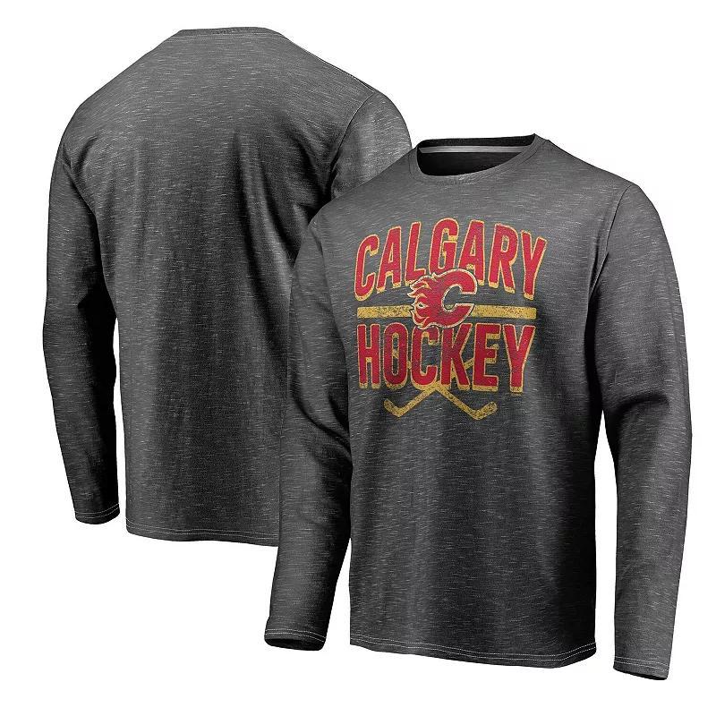 Mens Fanatics Branded Gray Calgary Flames Iced Out Long Sleeve T-Shirt Product Image