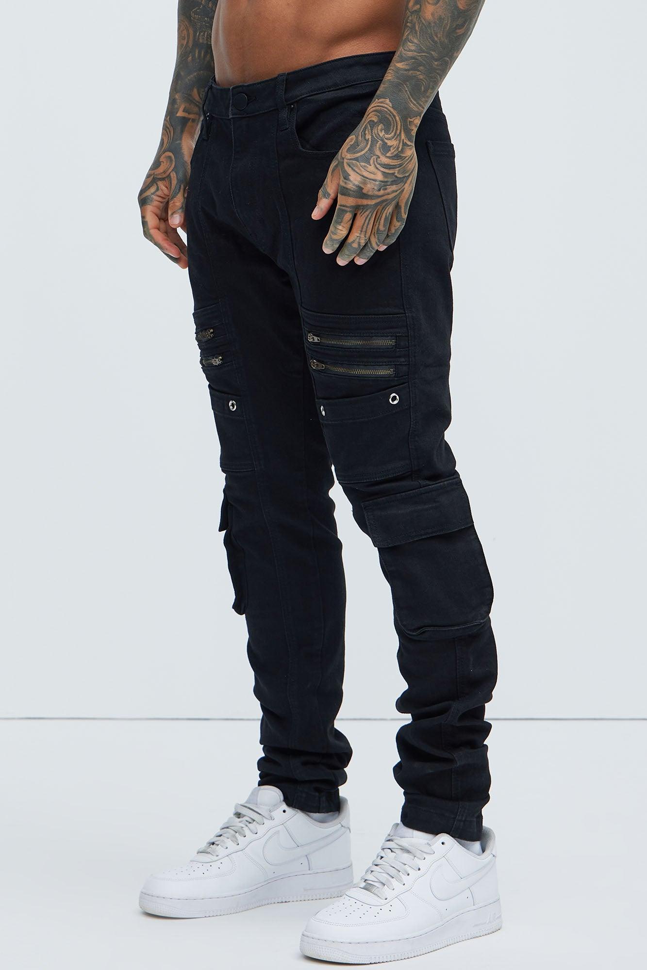 Johnny Vintage Skinny Cargo Jeans - Black Product Image